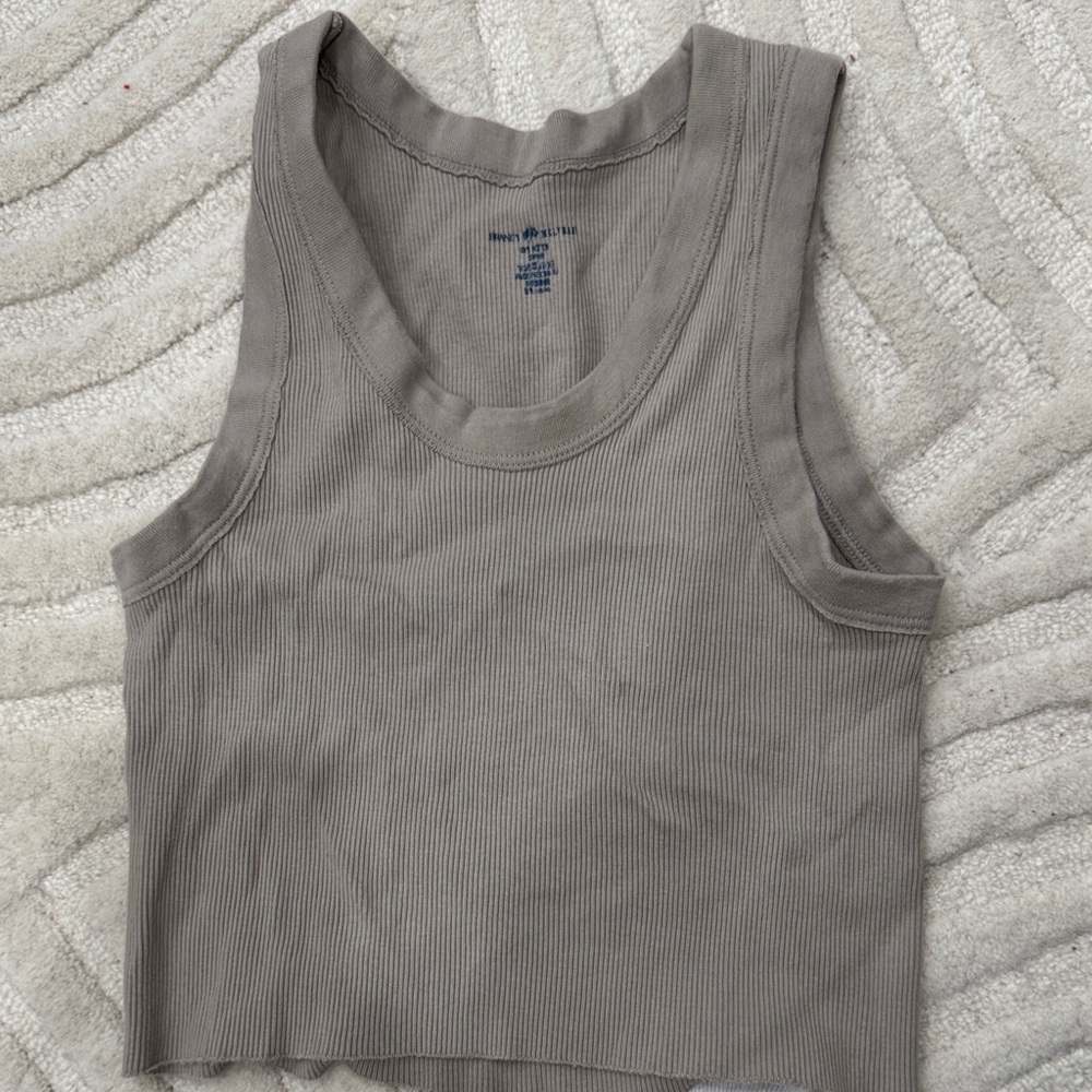Brandy Melville Taupe Ribbed Tank Top